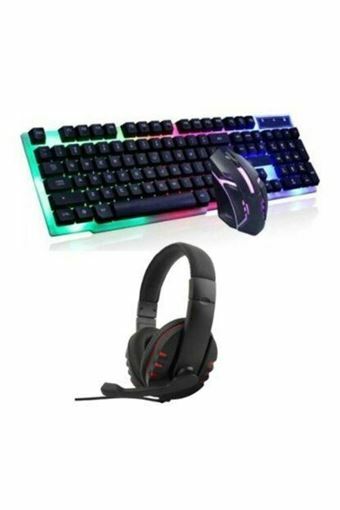Bood Nuo Gaming Bundle Kablolu RGB Klavye Mouse Set + Kulak Üstü Kulaklık Resmi